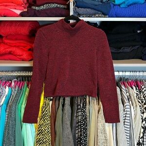 Moa Moa red/black long sleeve mock turtleneck sweater size M
